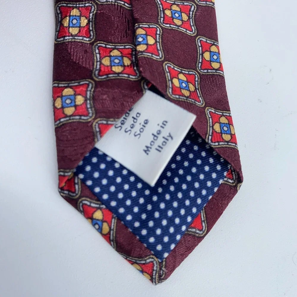 Eton Tie Mens One Size Multi‎ Patterned Silk Classic Luxury Necktie Italy Made